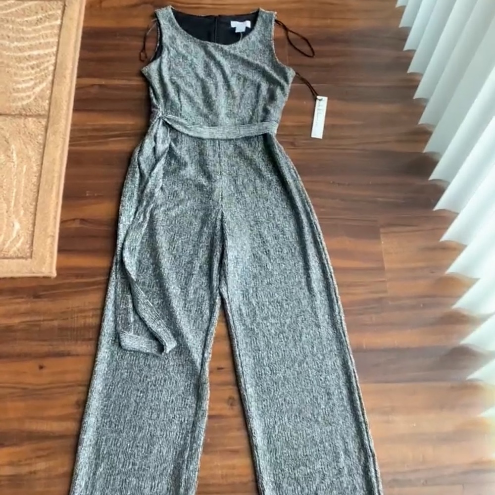 New Nicole Miller Shimmer/Metallic Jumpsuit in Silver - Picture 4 of 12